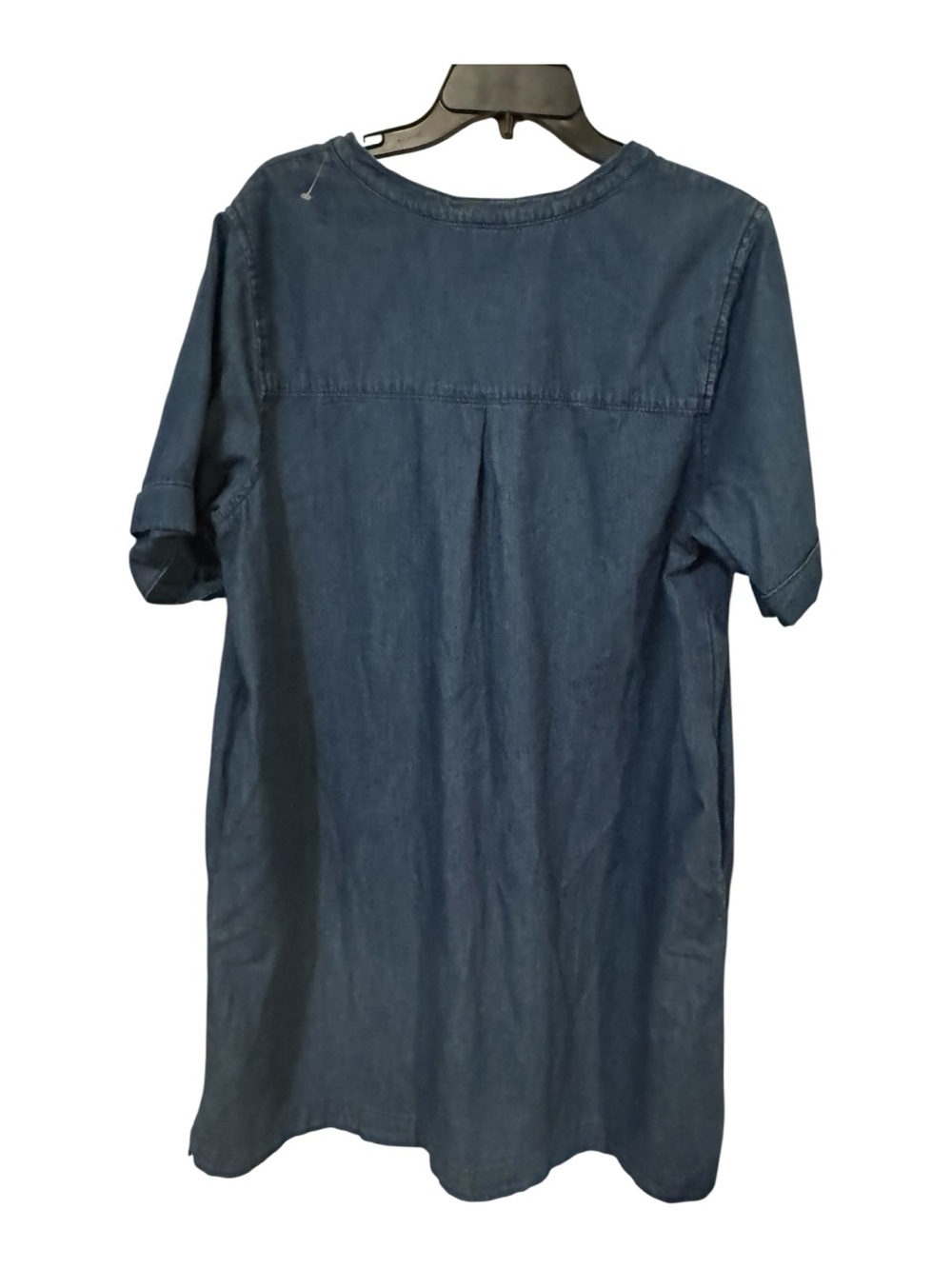 Kim Rogers XL Blue Indigo Cotton Tunic Dress Shift Pockets Washed Denim Look - Picture 3 of 10